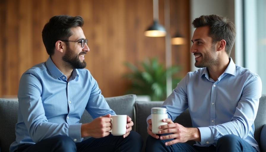 Sesión de feedback constructivo en entorno corporativo profesional